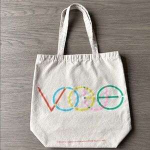 Vogue Canvas Tote Bag | Natural w/Multicolor Logo | Reusable Shopper